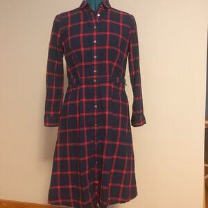 J Crew Factory Tie-waist flannel shirtdress Size 6